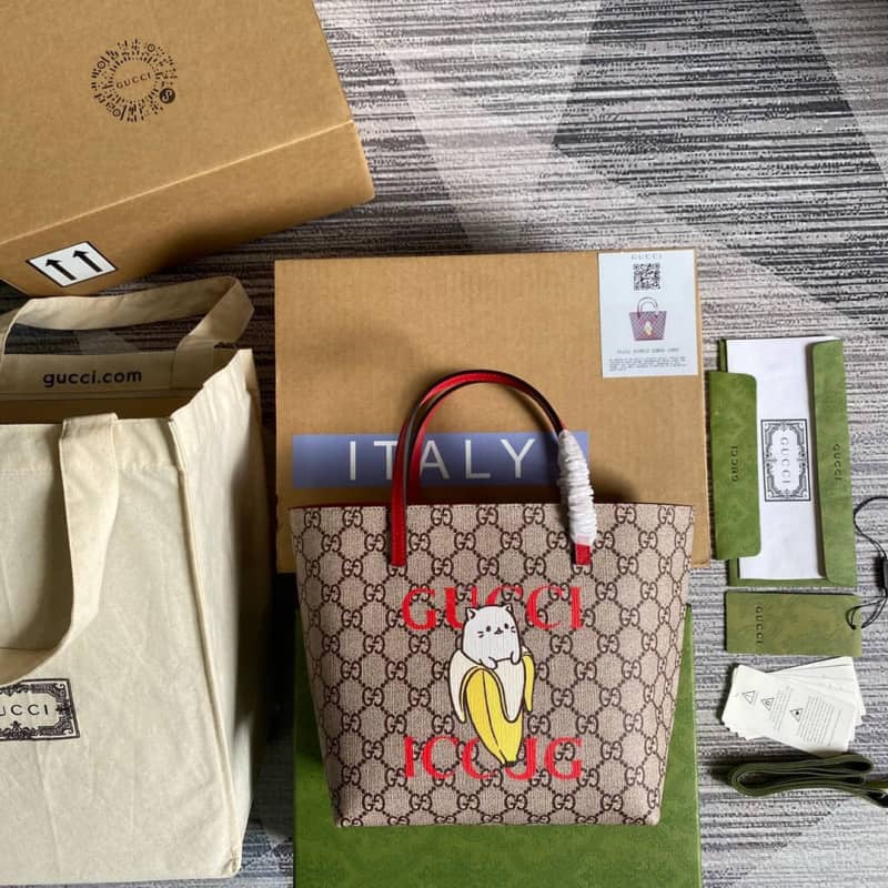 Gvc*1 Children GG Svp*me Canvas Replica Tote Brown 410812