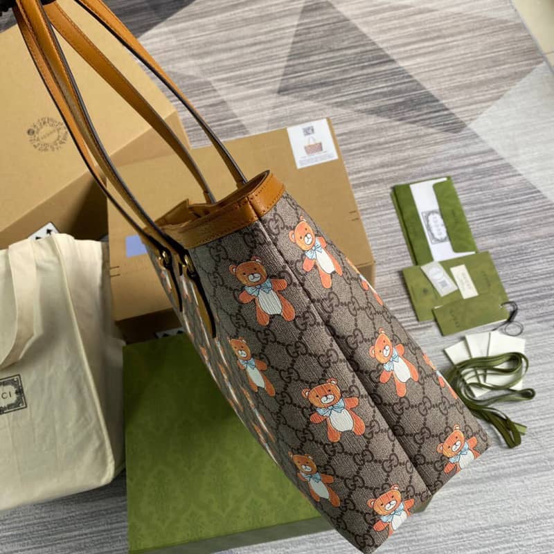 Gvc*1 Ophidia Leather Tote Replica Brown 631685