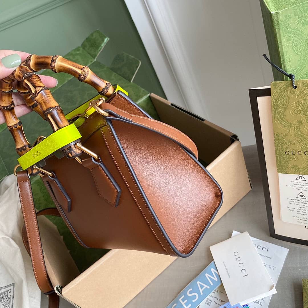 Gvc*1 Diana Mini Bamboo Tote Bag Replica Brown 655661