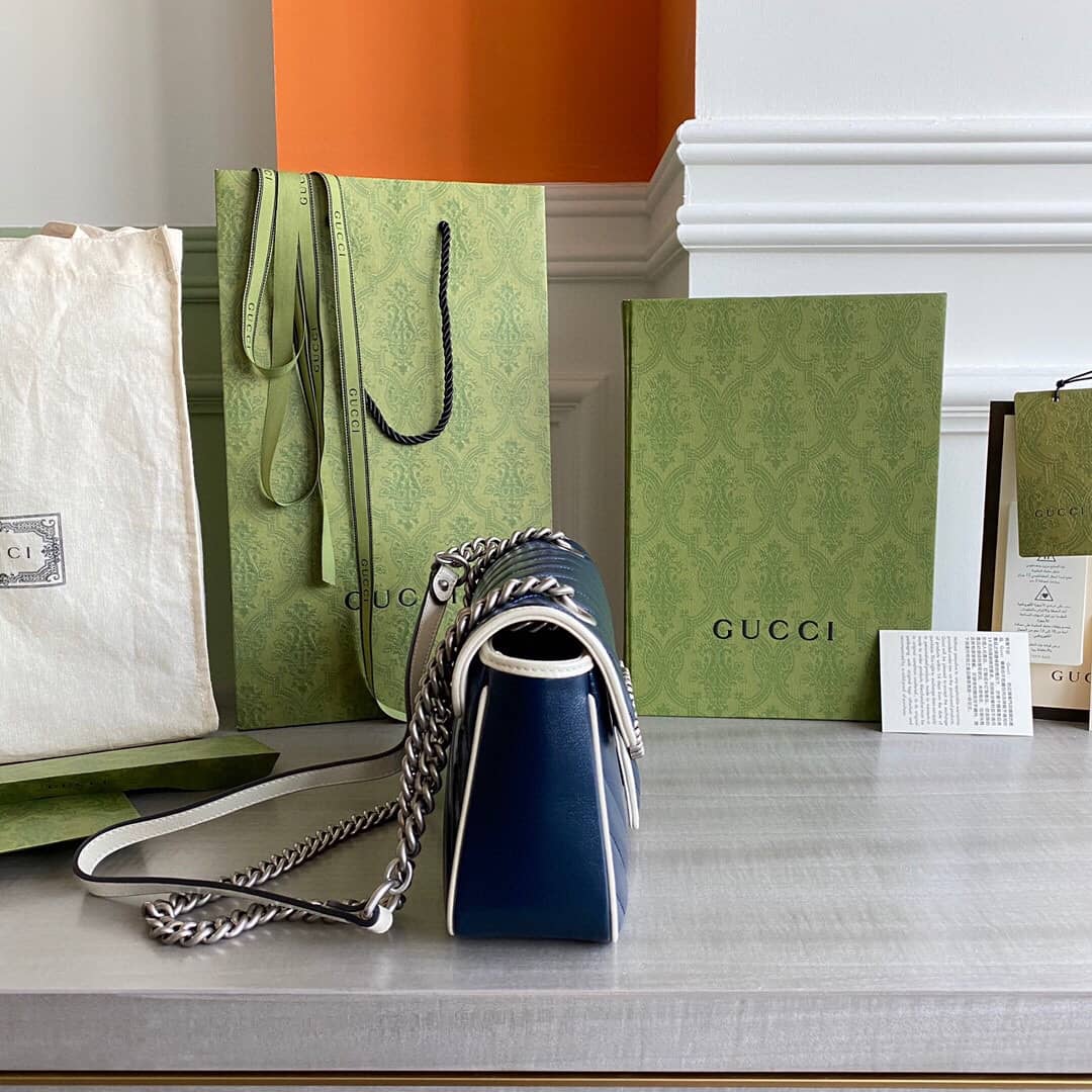 Gvc*1 GG Marmont Matelasse Shoulder Bag Replica Blue 443497