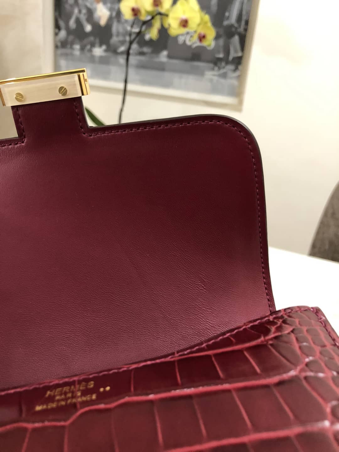 H**me5 Replica Constance 18CM Crocodile Shiny Bag