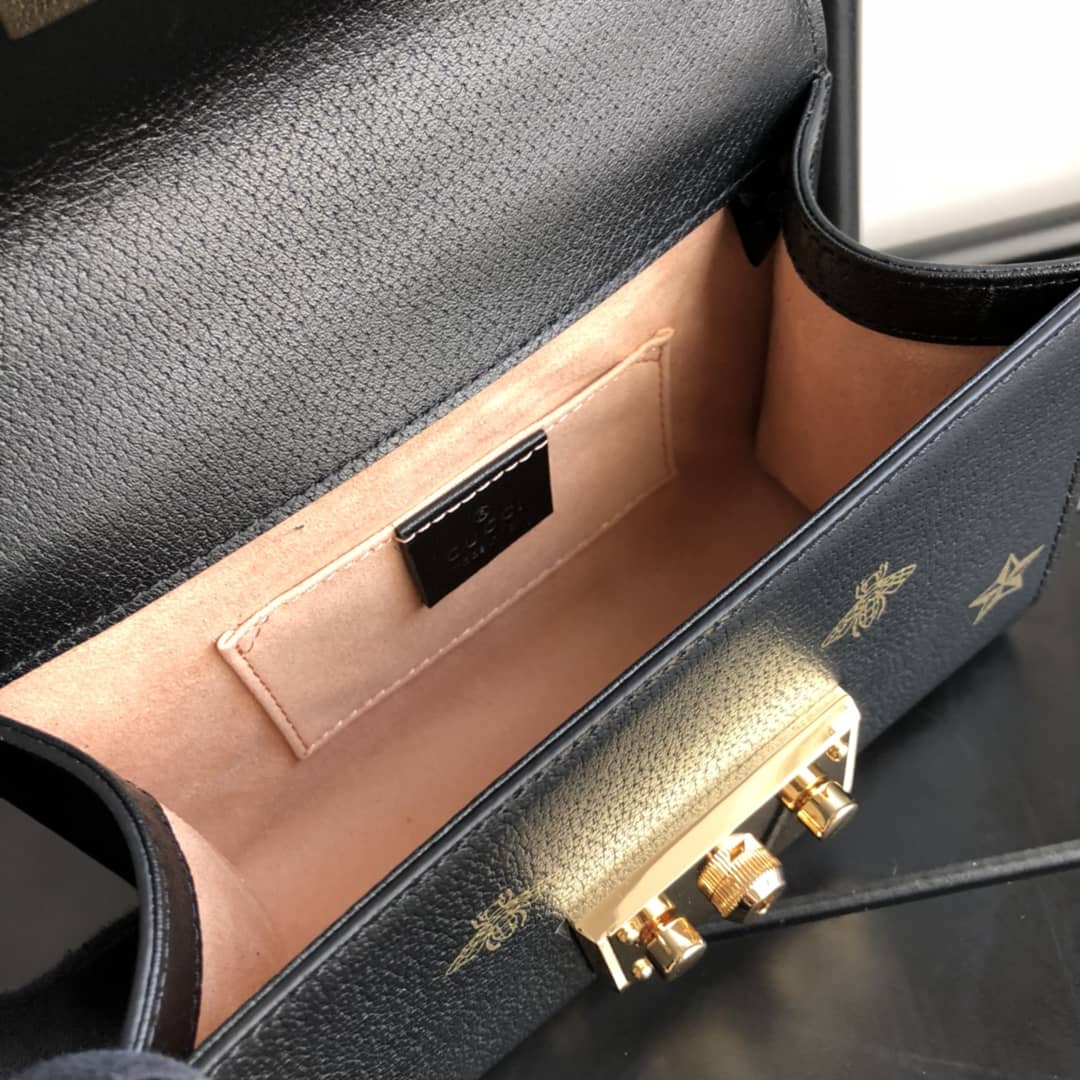 Gvc*1 Padlock Bee Star Small Shoulder Bag Replica Black 432182