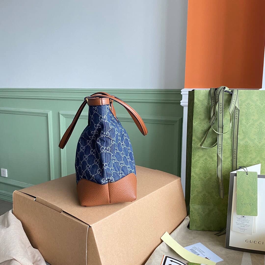 Gvc*1 Ophidia Leather Tote Replica Blue 631685