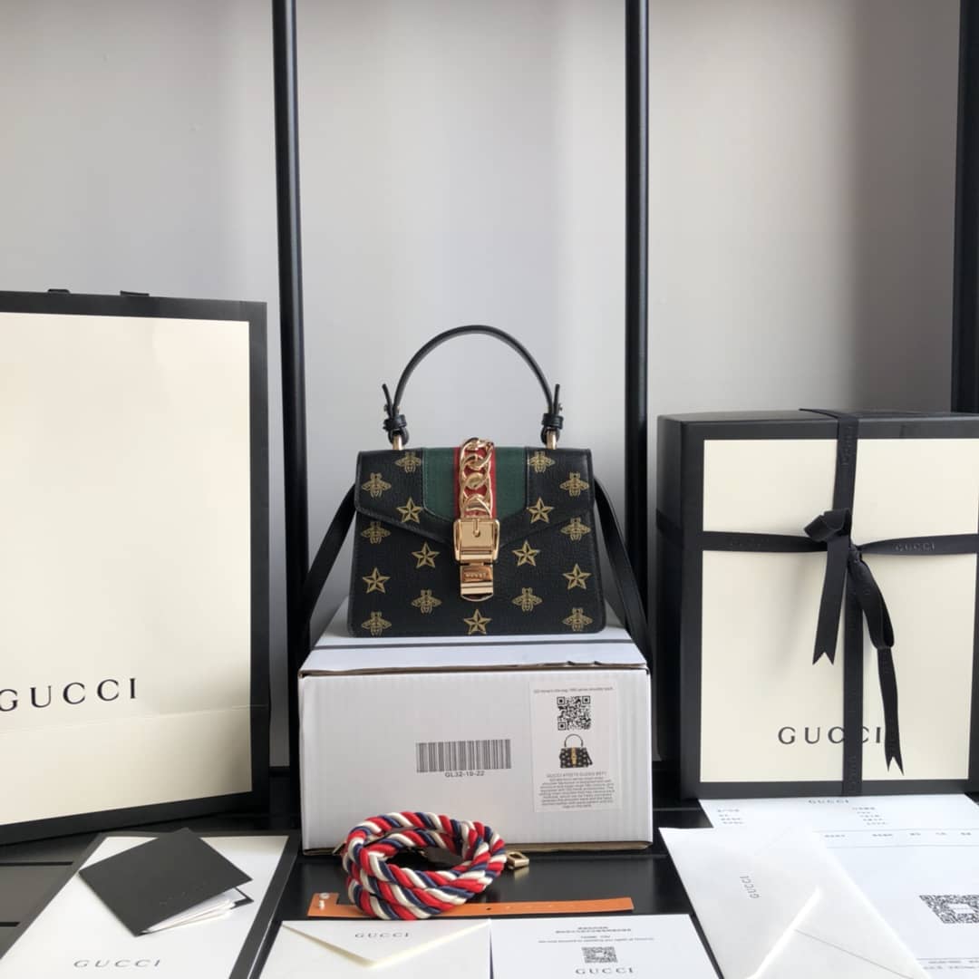 Gvc*1 GG Sylvie Mini Shoulder Bag Replica Black 470270