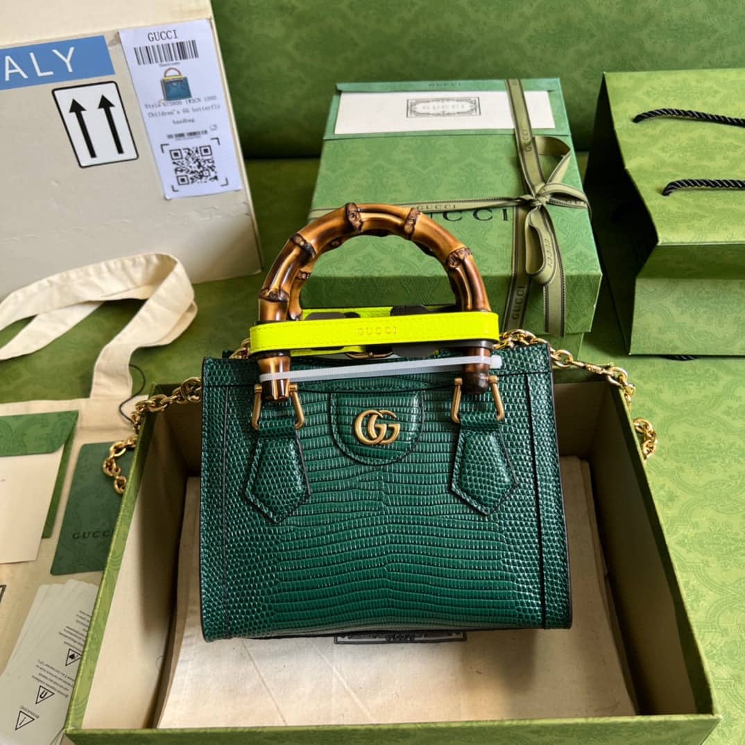 Gvc*1 Diana Lizard Mini Bag Dark Green 675800 Replica Tote