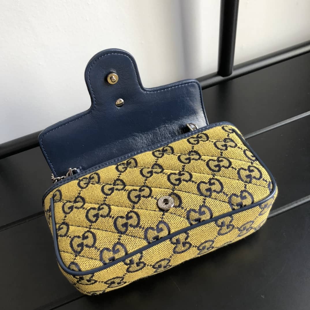 Gvc*1 GG Marmont Matelasse Leather Mini Shoulder Bag Replica Yellow 476433