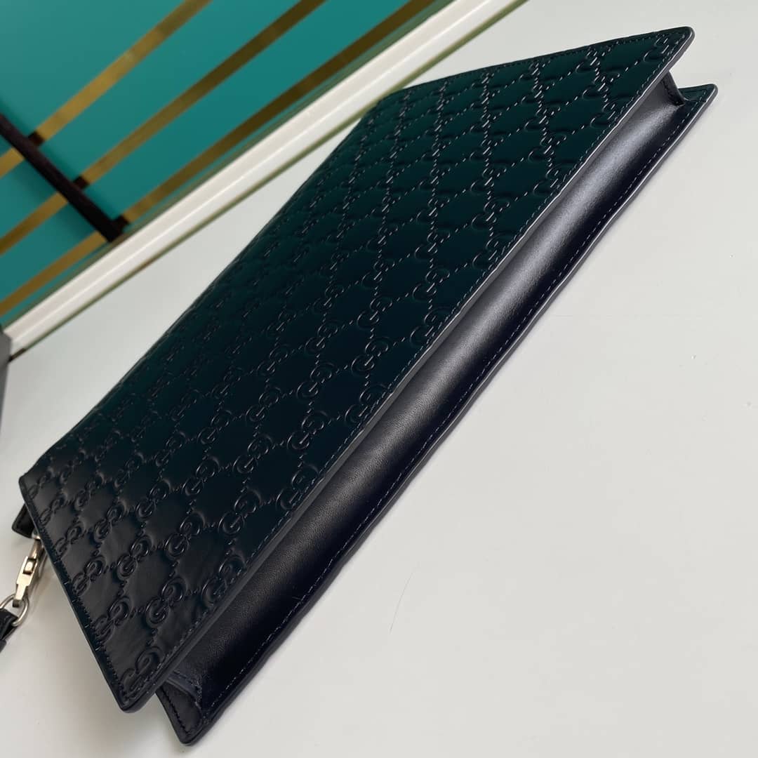 Gvc*1 Embossed Logo Calf Leather Black Pouch 547074