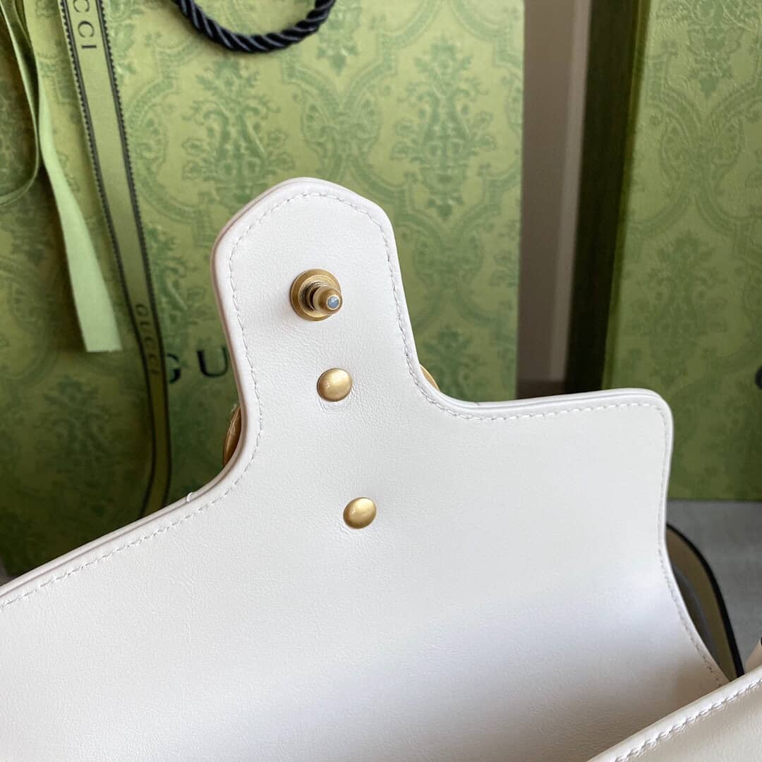 Gvc*1 GG Marmont Mini Leather Top Handle Bag Replica White 547260