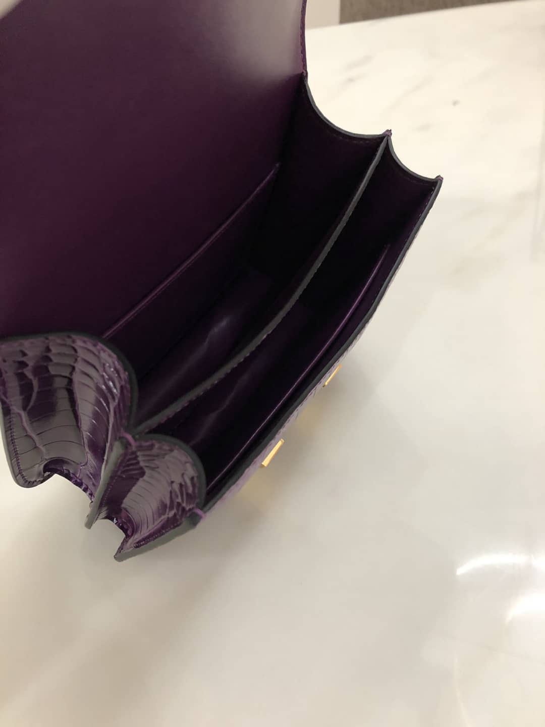 H**me5 Replica Constance 18CM Crocodile Shiny Bag