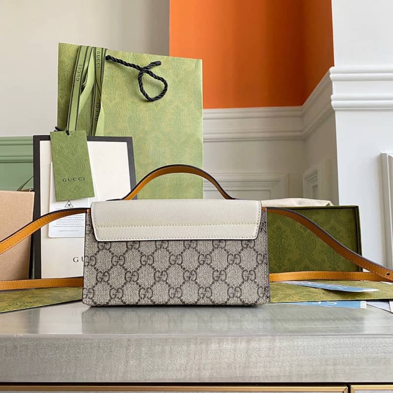 Gvc*1 GG Svp*me Canvas Padlock Mini Shoulder Bag Replica Gray White 652683