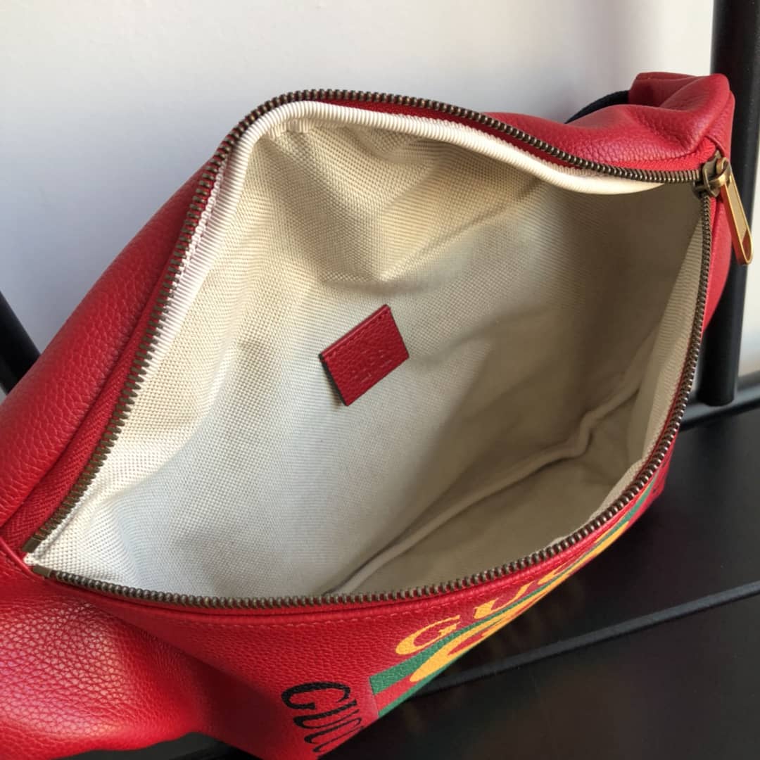 Gvc*1 Print Leather Belt Waist Bum Bag Replica Red 493869