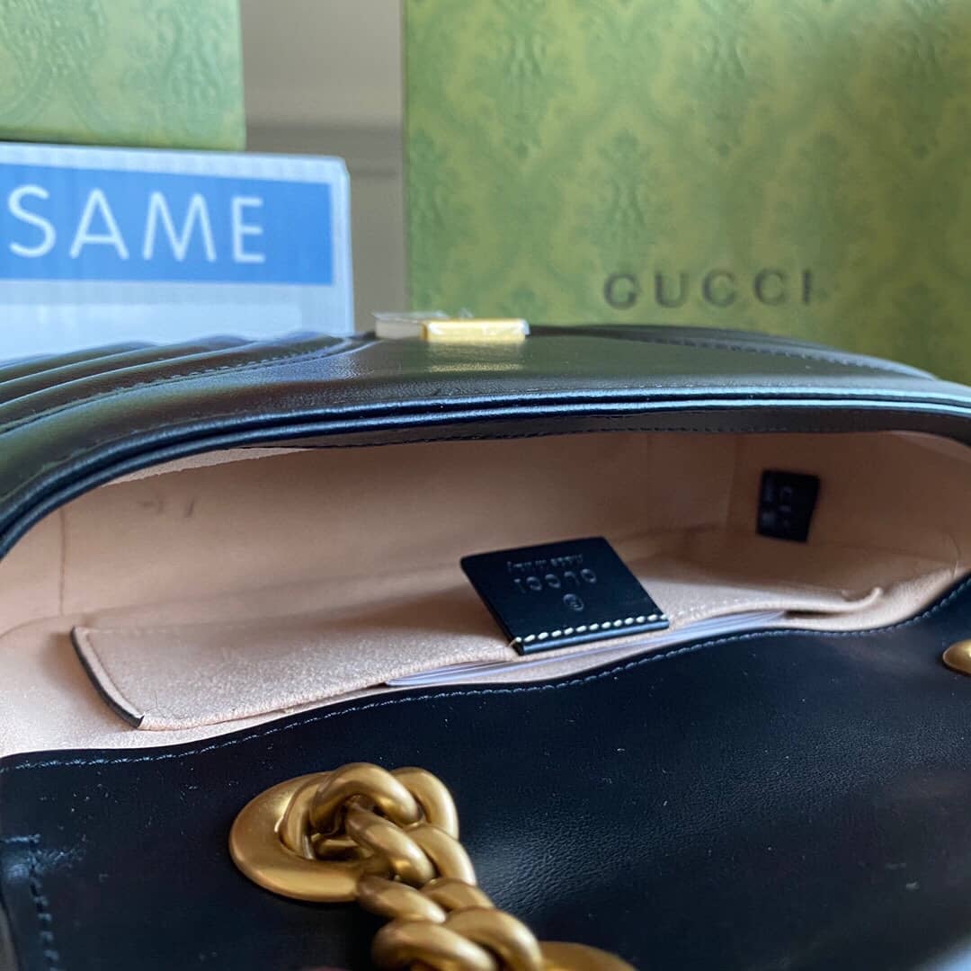 Gvc*1 GG Marmont Mini Matelasse Shoulder Bag Replica Black 446744