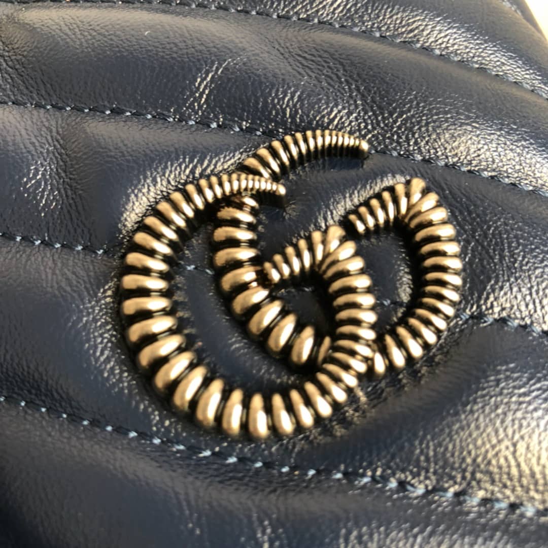 Gvc*1 GG Marmont Mini Bucket Crossbody Bag Replica Blue 575163