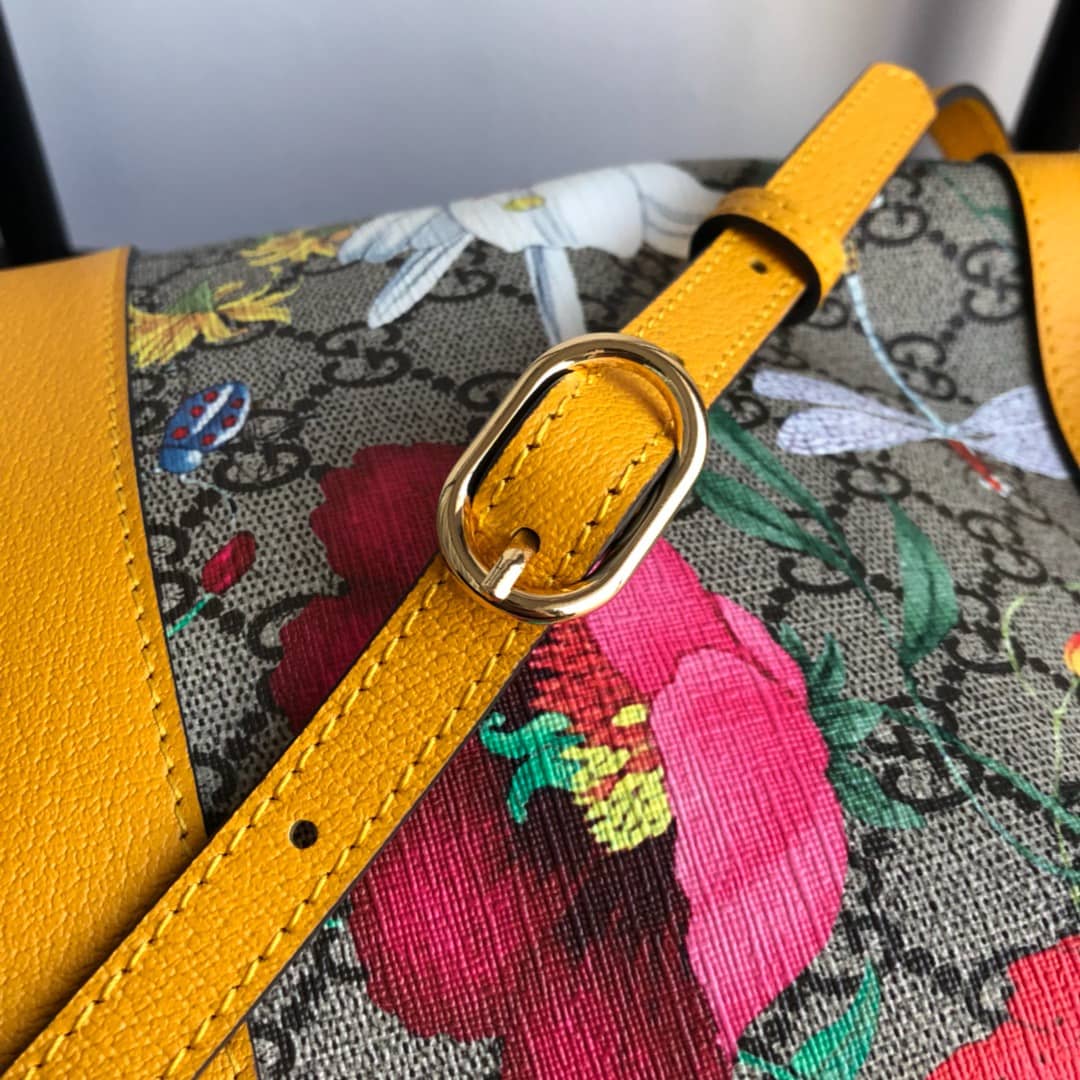 Gvc*1 Ophidia GG Flora Pattern Small Bucket Bag Replica Yellow 550621