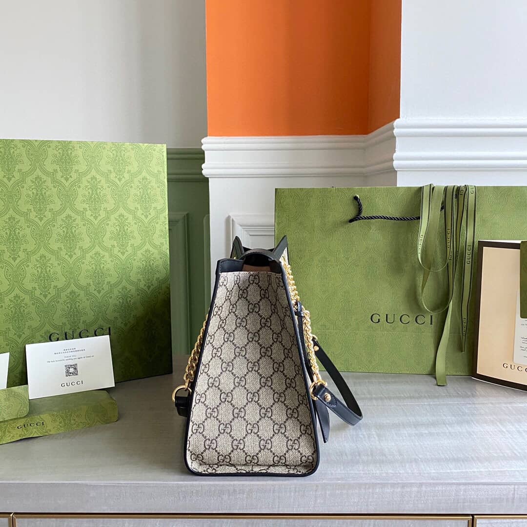 Gvc*1 Padlock Medium GG Svp*me Shoulder Bag Replica Gray Black 479197