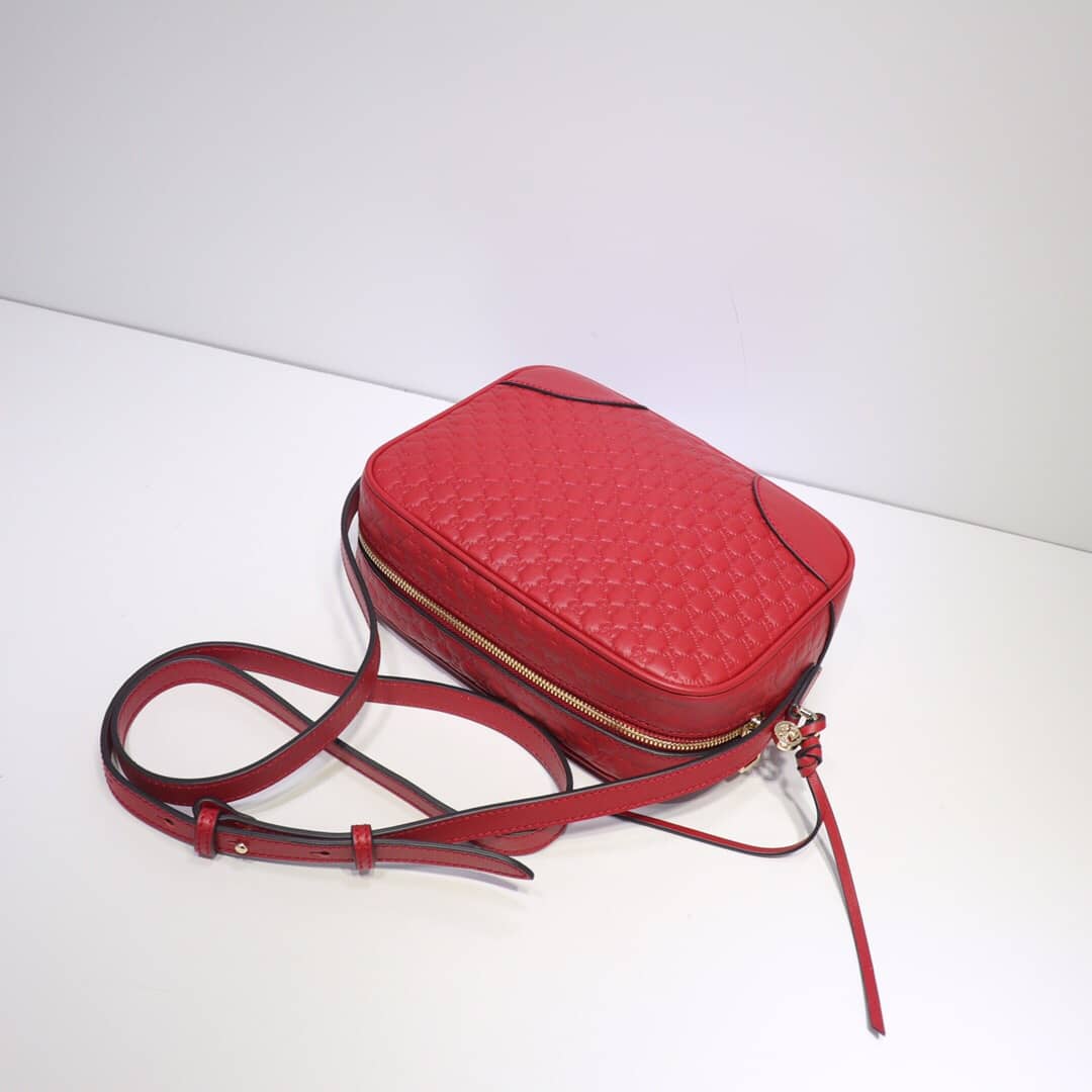 Gvc*1 Bree Gvc*1ssima GG Leather Canvas Camera Bag Replica Red 449413