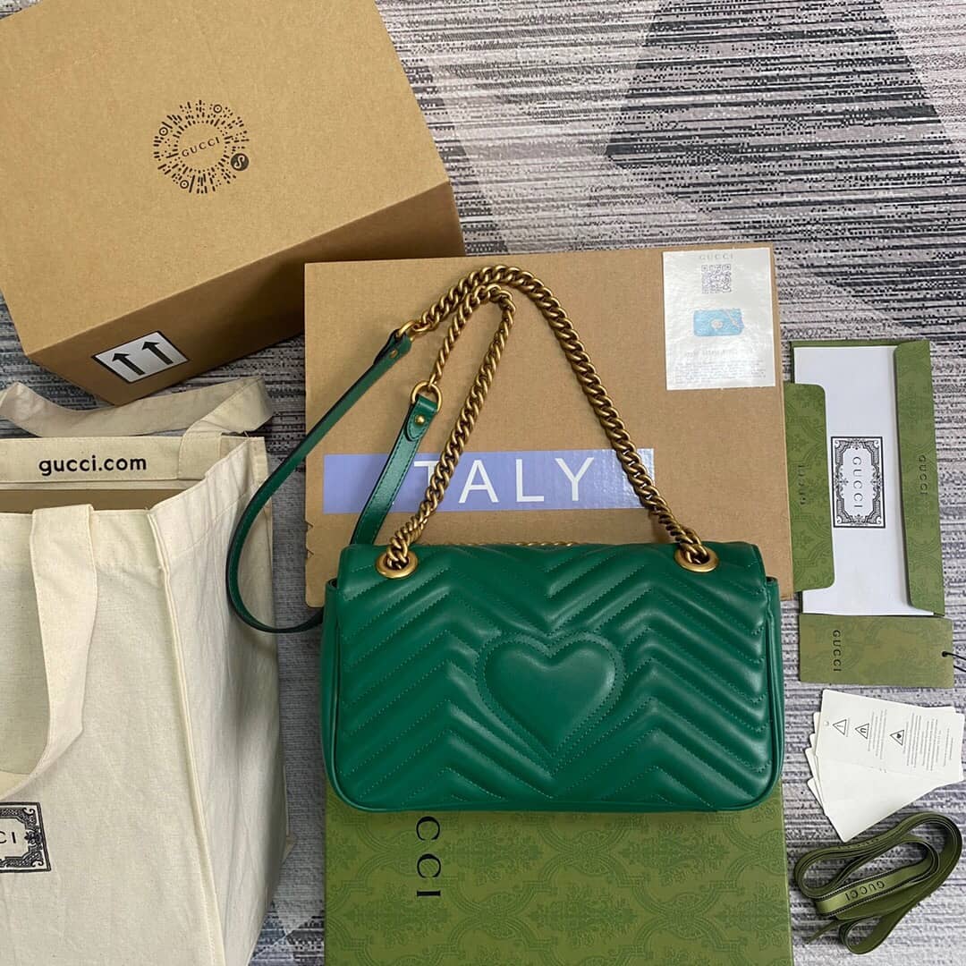 Gvc*1 GG Marmont Matelasse Shoulder Bag Replica Green 443497