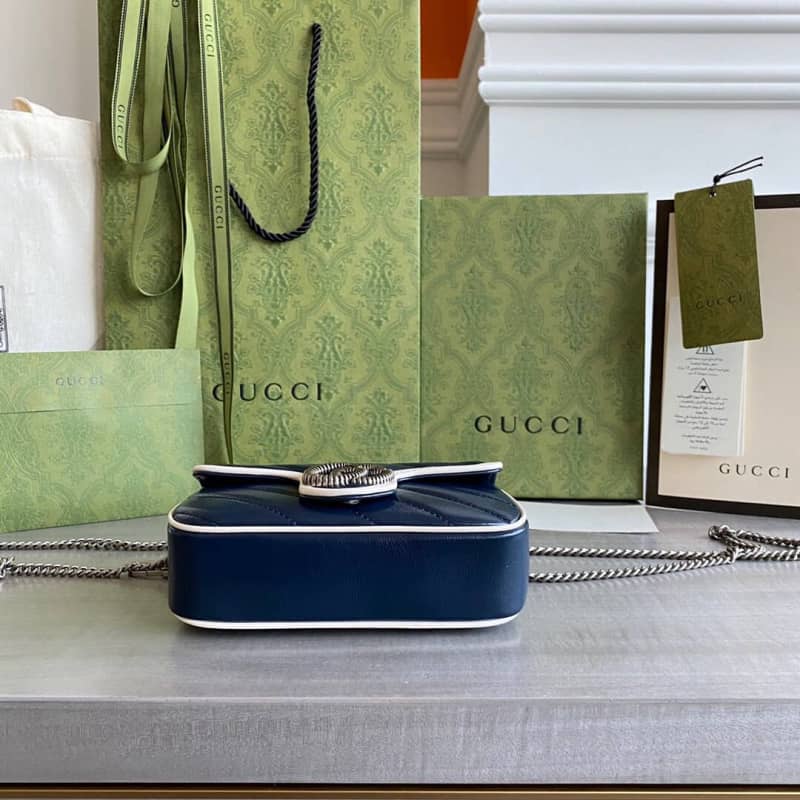 Gvc*1 GG Marmont Mini Matelasse Leather Shoulder Bag Replica Blue 574969