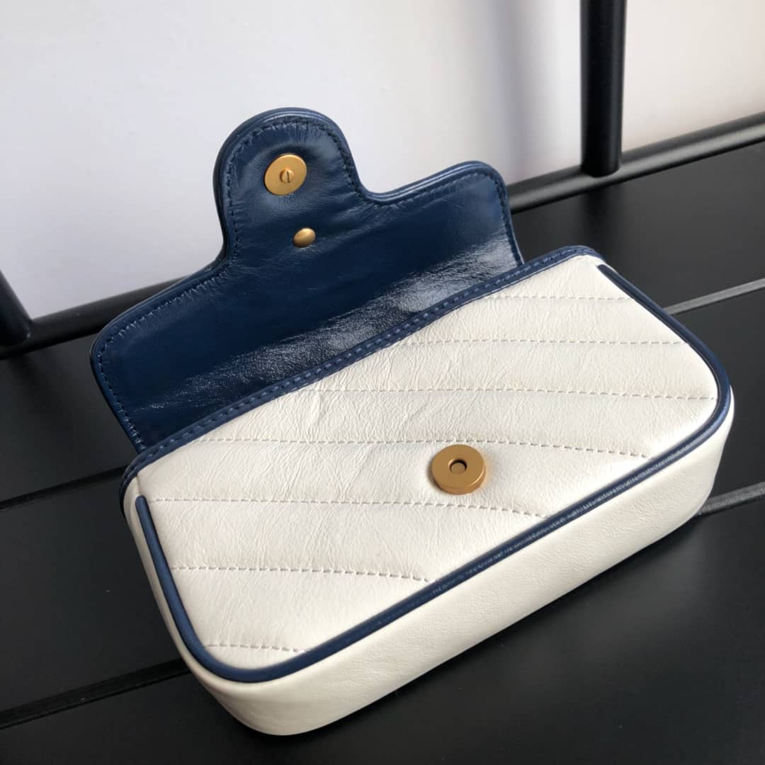 Gvc*1 GG Marmont Mini Matelasse Leather Shoulder Bag Replica White 574969