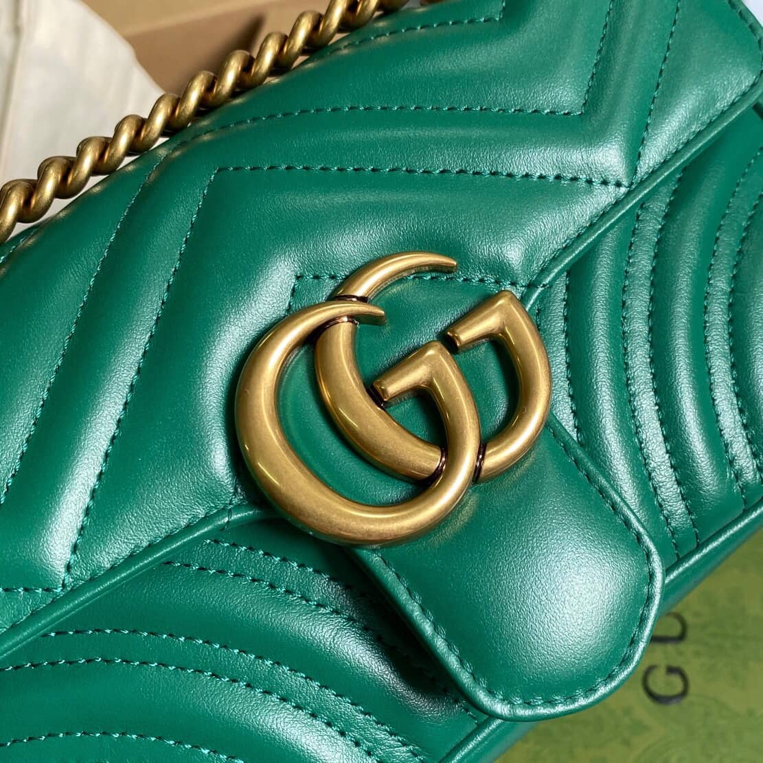 Gvc*1 GG Marmont Mini Matelasse Shoulder Bag Replica Green 446744