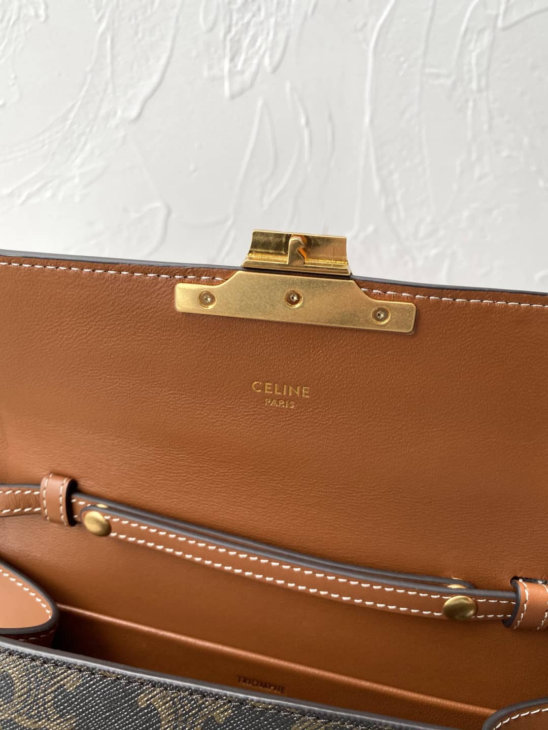 Ce1i*e Triomphe Bag Dupe Calf Leather Shoulder Strap Triomphe Replica Bag