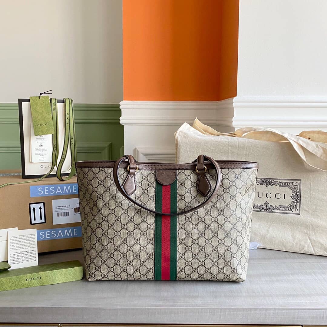 Gvc*1 Ophidia Leather Tote Replica Gray 631685