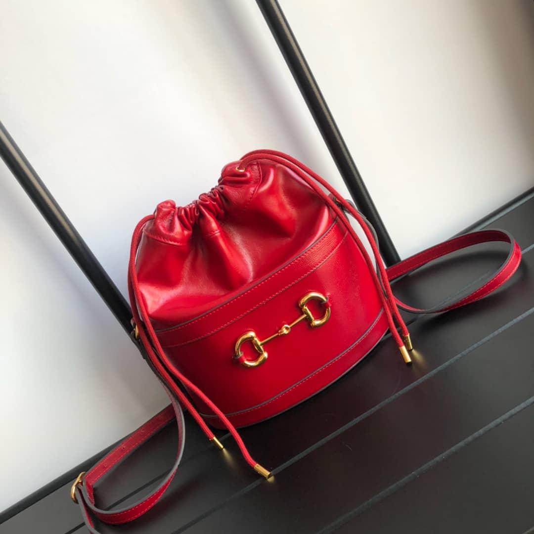 Gvc*1 1955 Horsebit Shoulder Bucket Bag Replica Red 602118
