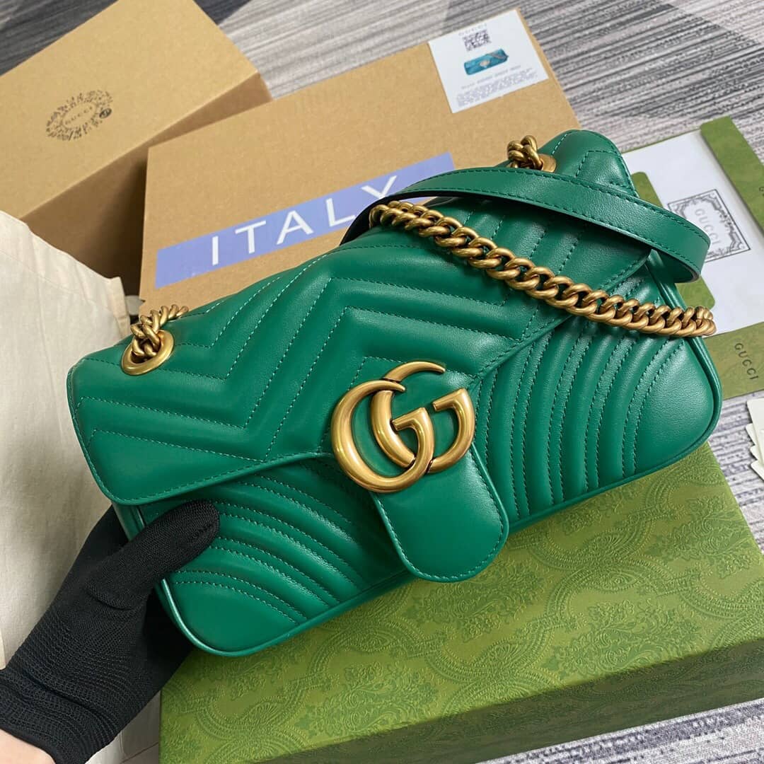 Gvc*1 GG Marmont Matelasse Shoulder Bag Replica Green 443497