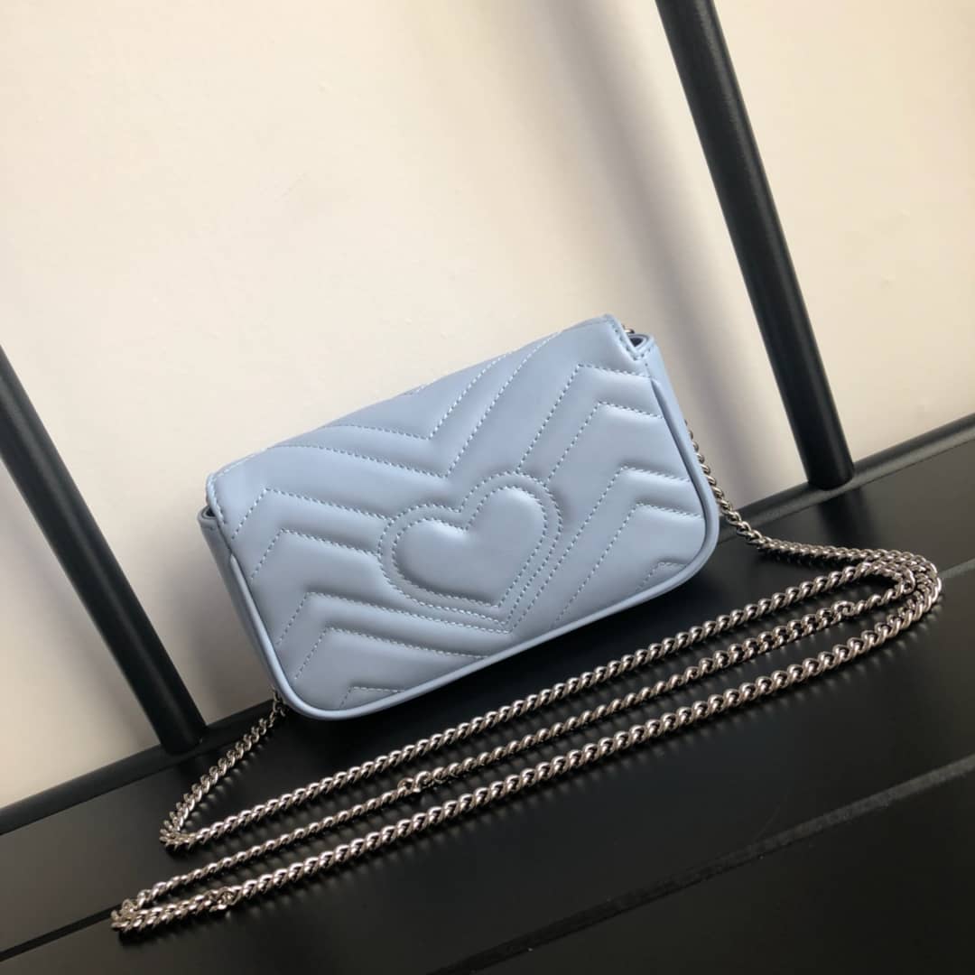 Gvc*1 GG Marmont Matelasse Leather Mini Shoulder Bag Replica Blue 476433