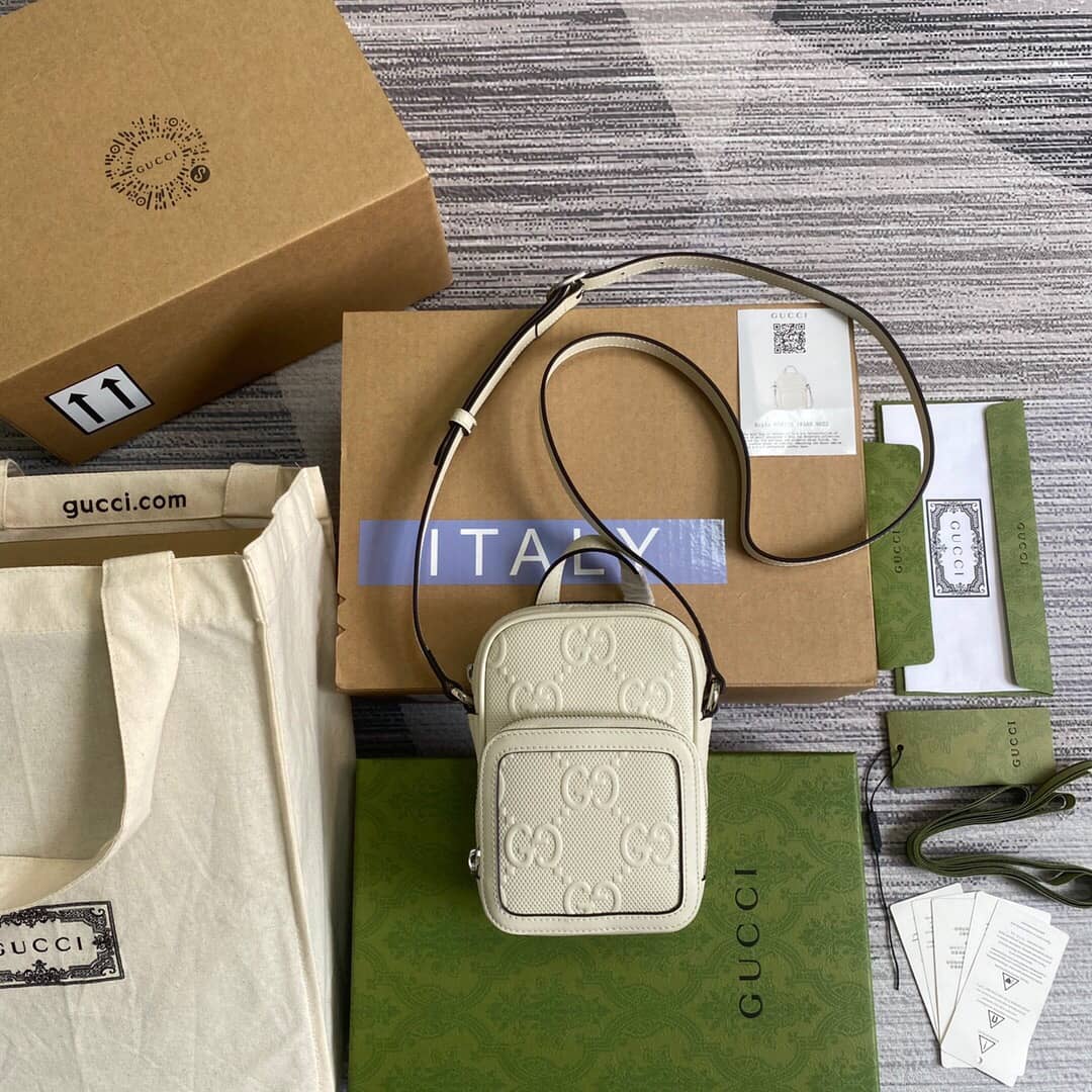 Gvc*1 GG Embossed Mini Bag Replica White 658553