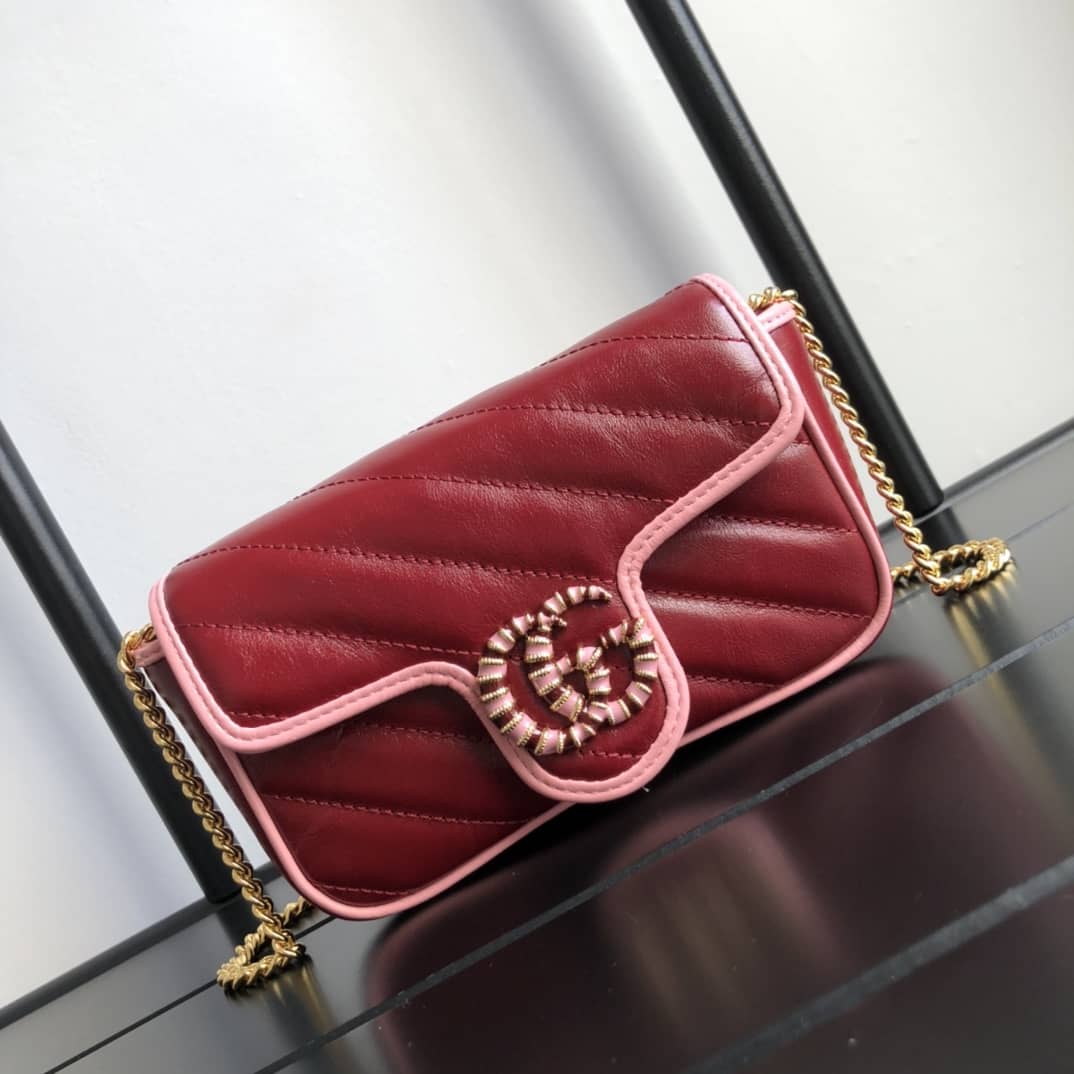 Gvc*1 GG Marmont Mini Matelasse Leather Shoulder Bag Replica Red 574969