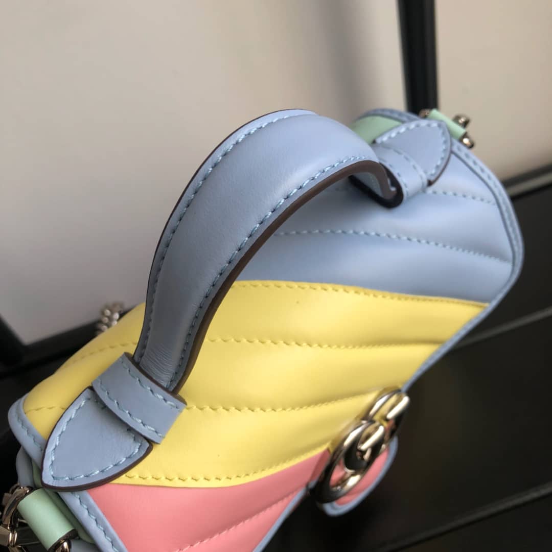 Gvc*1 GG Marmont Mini Leather Top Handle Bag Replica Colorful 547260