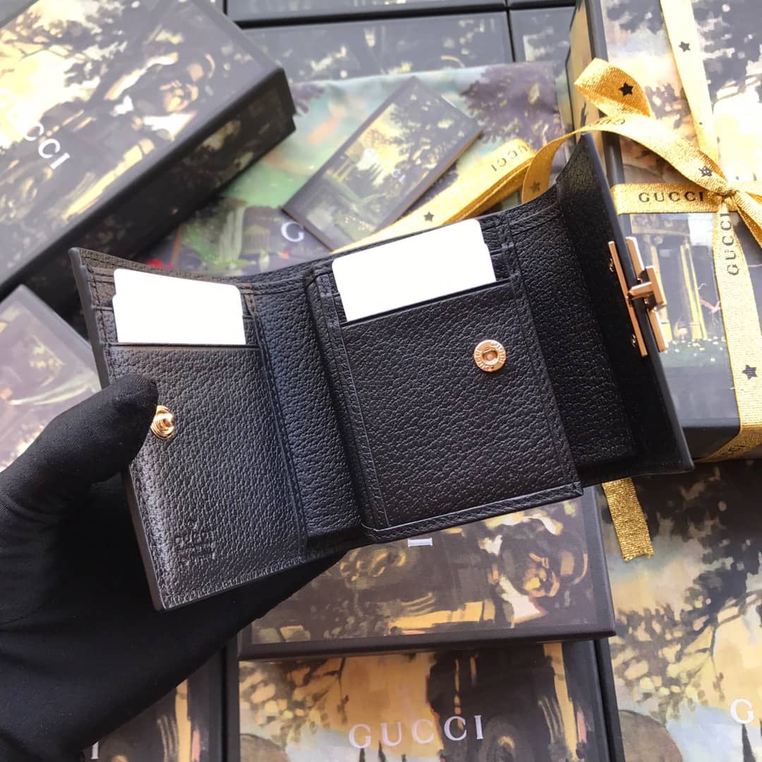 Gvc*1 Padlock Bee Star Print Calfskin Wallet Replica 453155