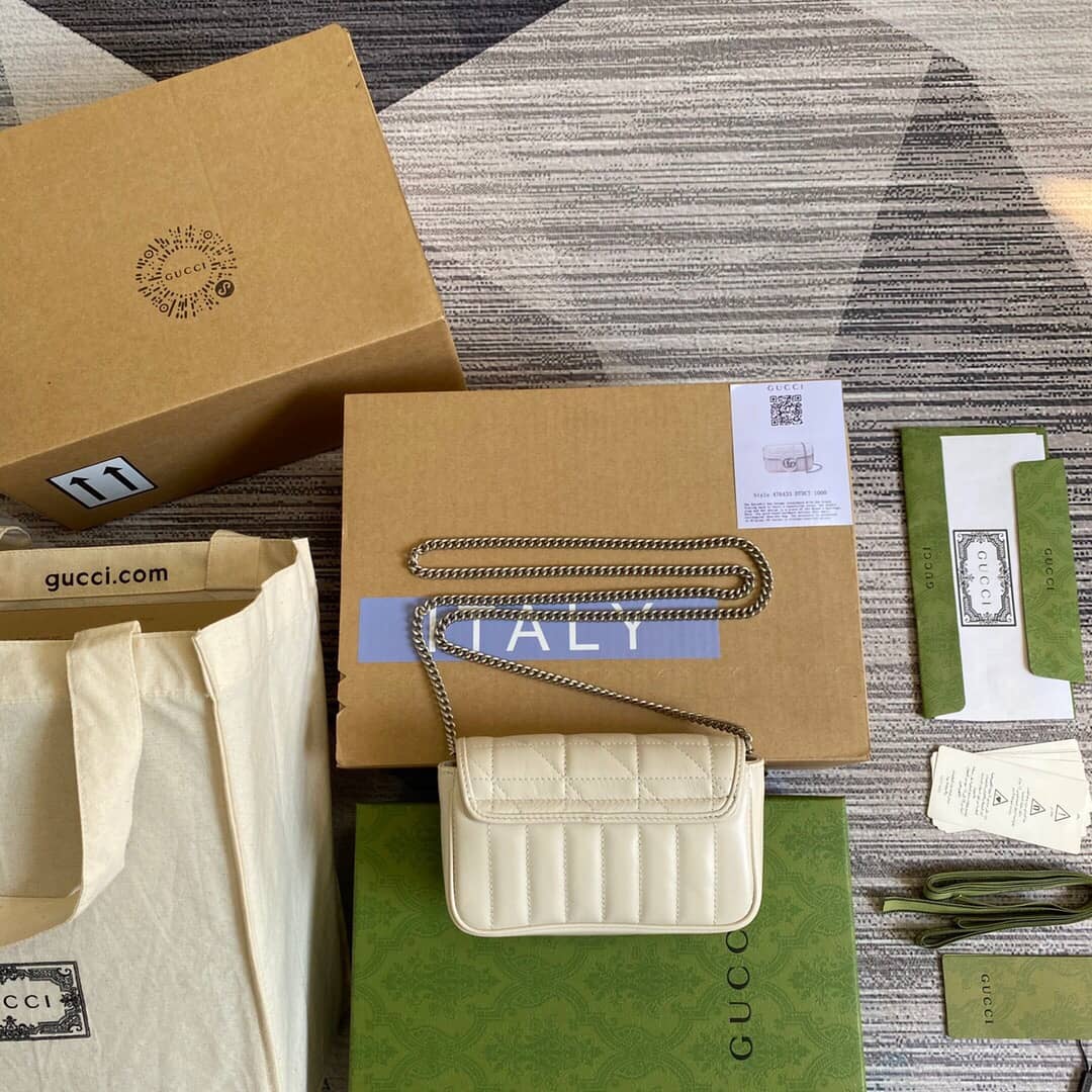 Gvc*1 GG Marmont Matelasse Leather Mini Shoulder Bag Replica White 476433