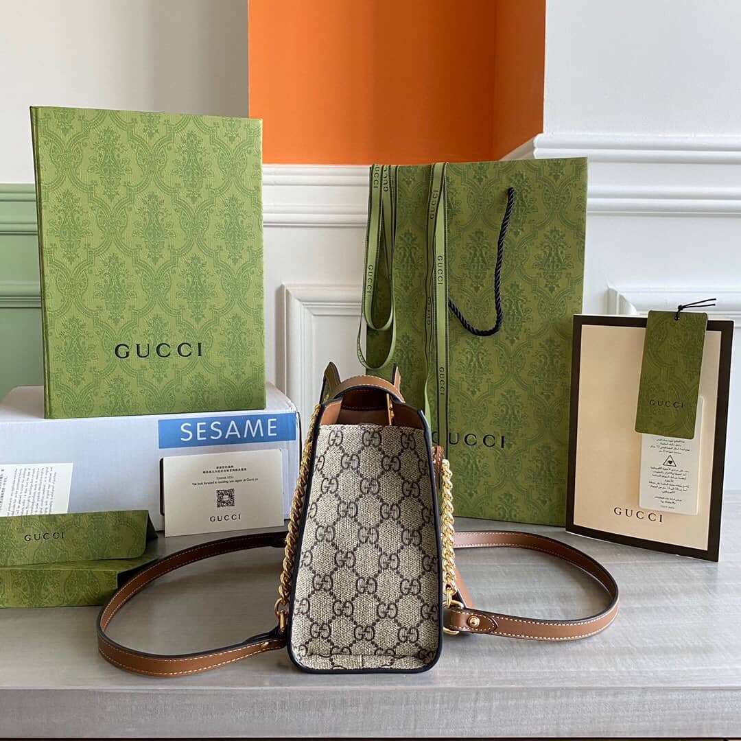 Gvc*1 Padlock Small GG Svp*me Canvas Shoulder Bag Replica Brown 498156