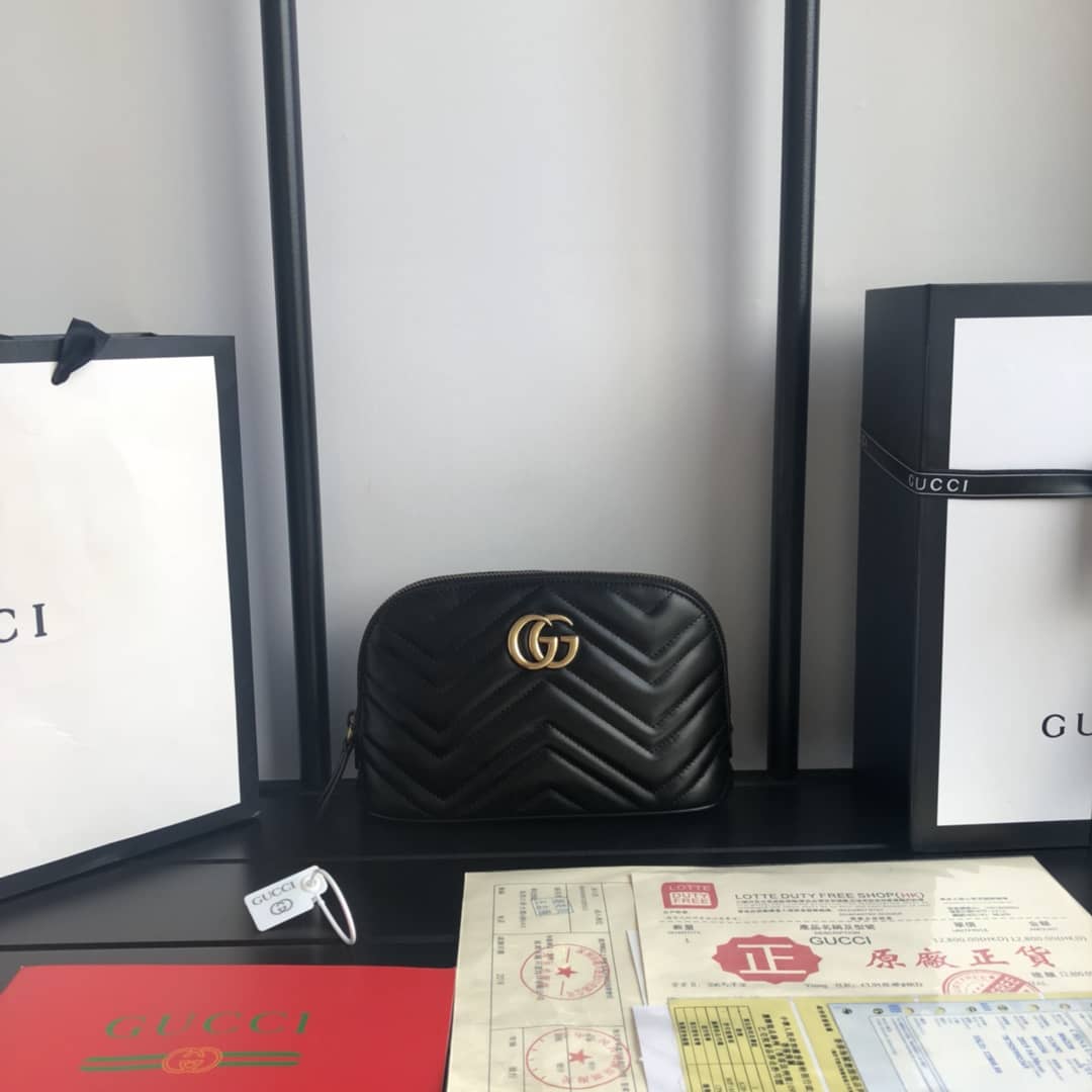 Gvc*1 GG Marmont Quilted Vanity Bag Replica Black 625690