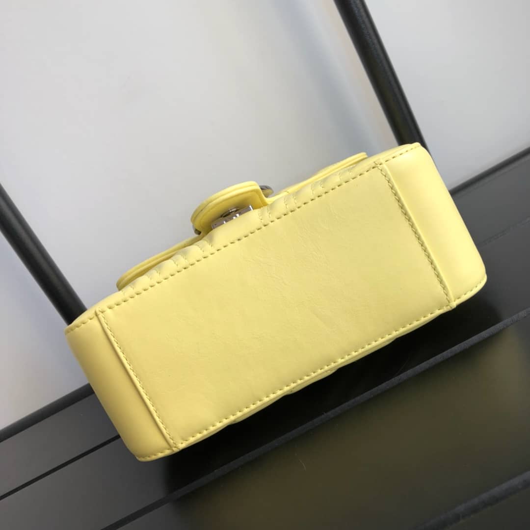 Gvc*1 GG Marmont Mini Leather Top Handle Bag Replica Yellow 547260