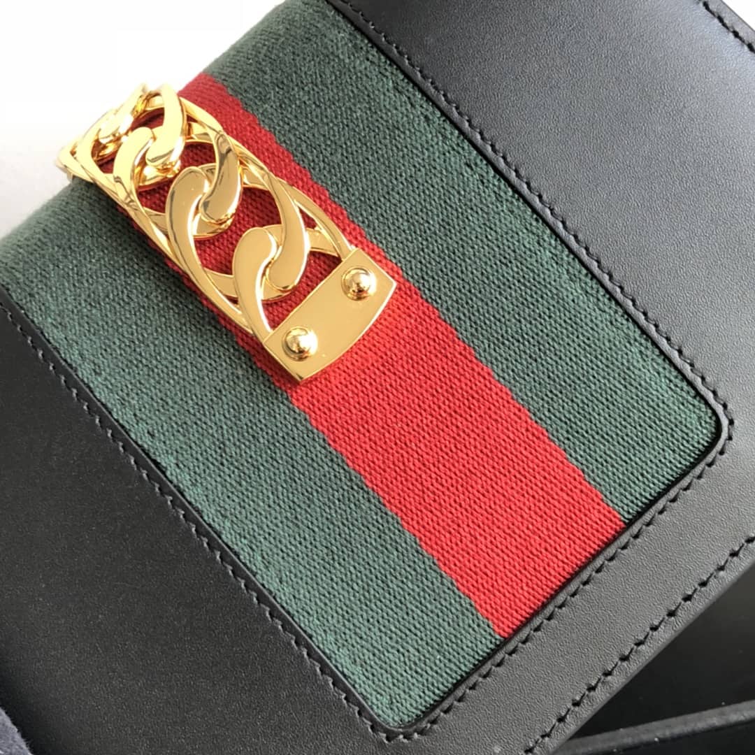 Gvc*1 Sylvie Leather Mini Chain Shoulder Bag Replica Black 431666