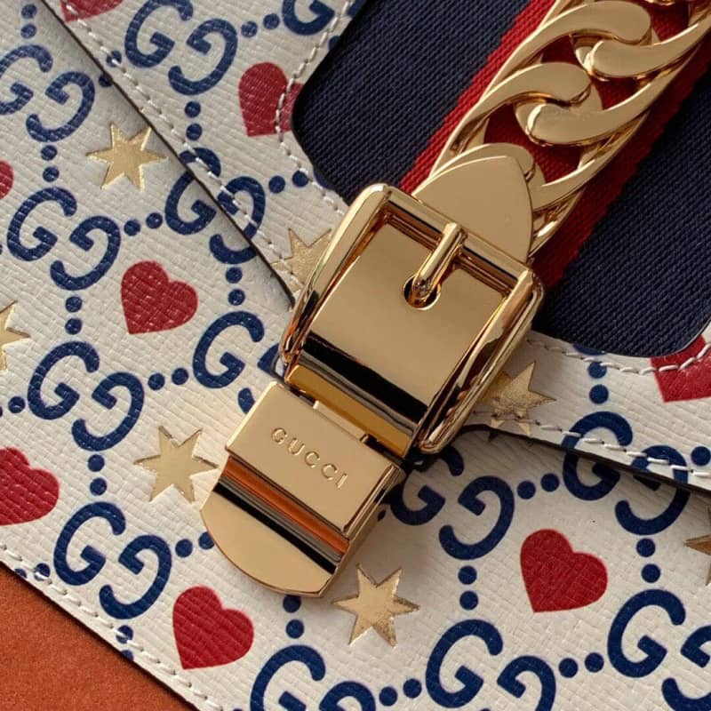 Gvc*1 Sylvie Small Leather Shoulder Bag Replica White Blue 524405