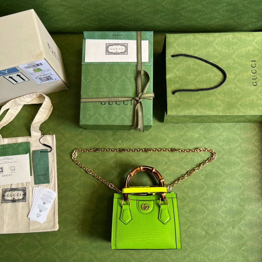 Gvc*1 Diana Lizard Mini Bag Green 675800 Replica Tote