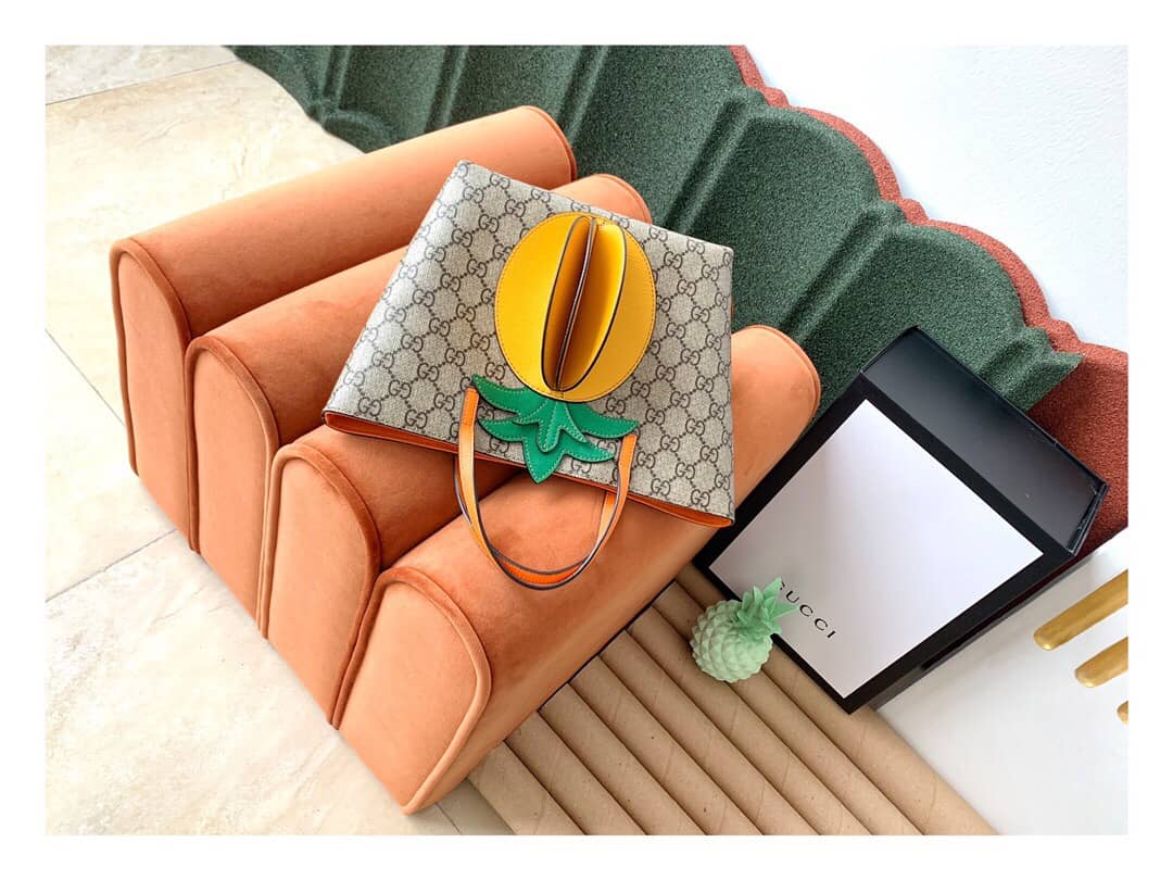 Gvc*1 Children GG Tote With Pineapple Bag Replica Yellow 580840