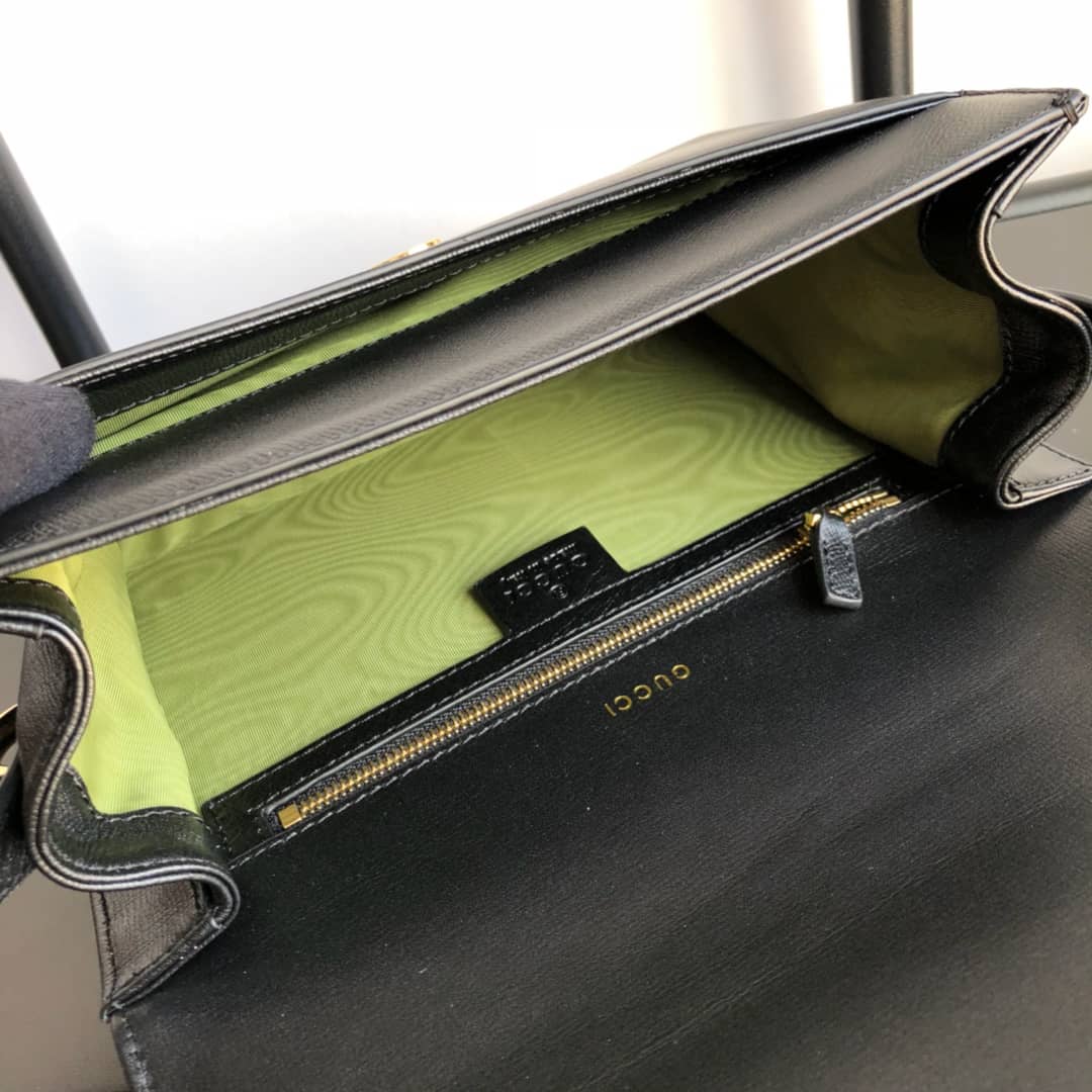 Gvc*1 GG Ring Torchon Leather Shoulder Bag Replica Black 589474