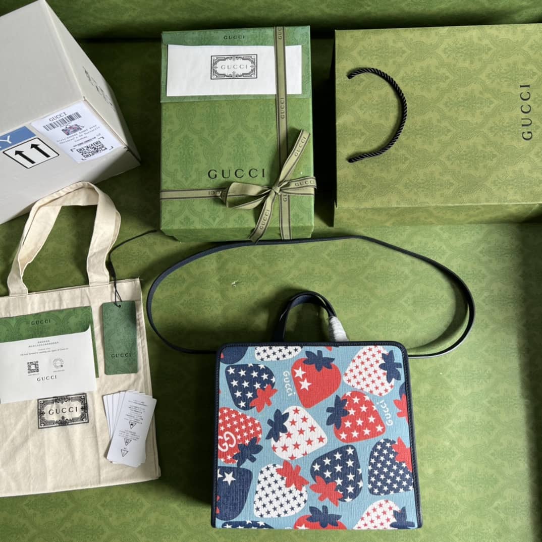 Gvc*1 GG Children Strawberry Print Tote 612992 Replica Bag