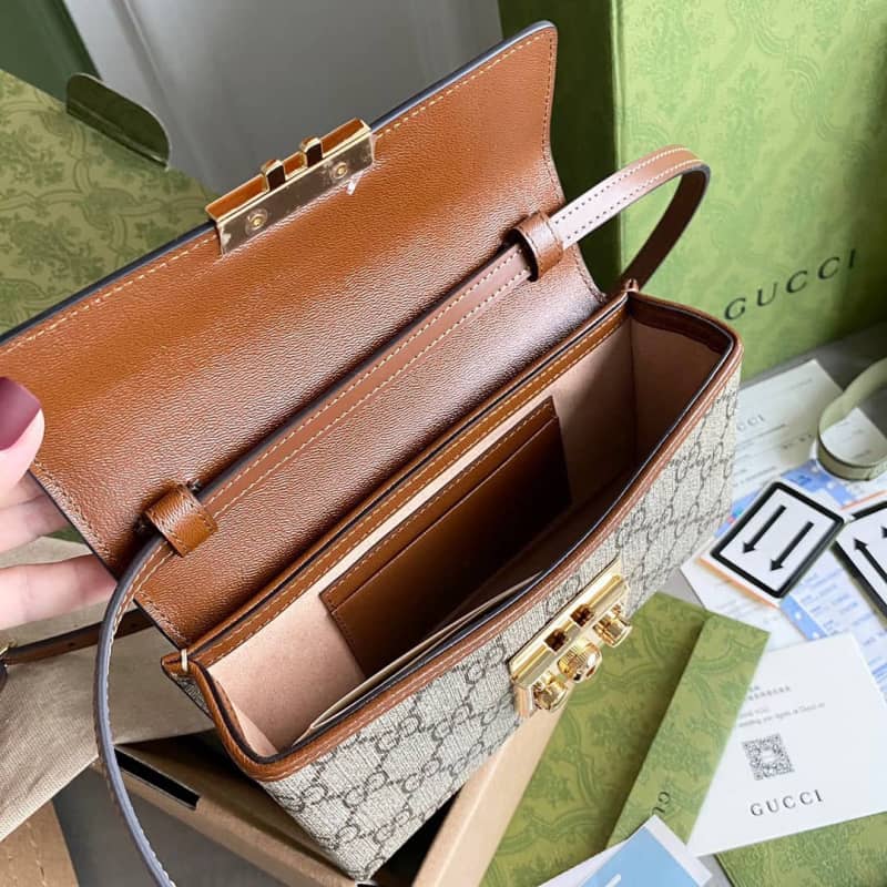 Gvc*1 GG Svp*me Canvas Padlock Mini Shoulder Bag Replica Black 652683