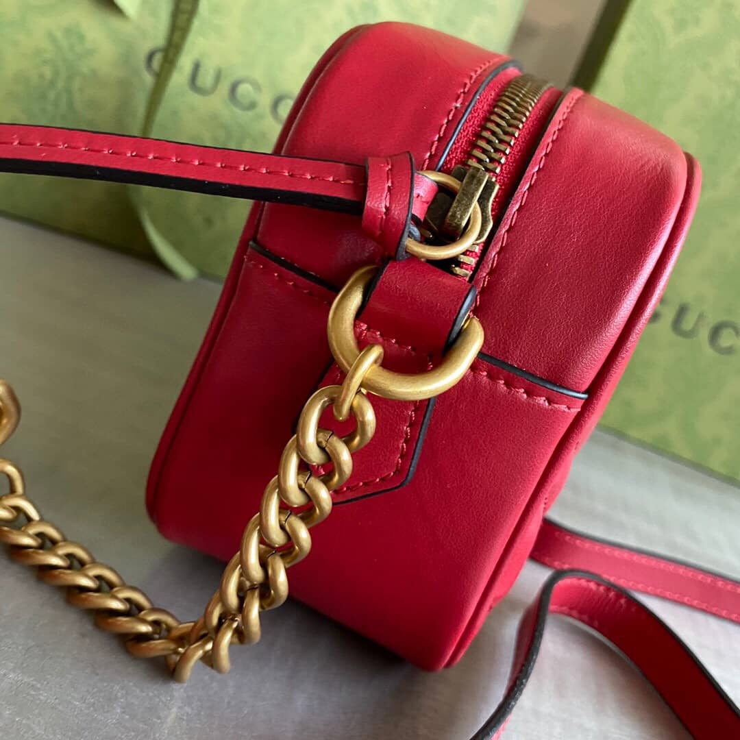 Gvc*1 GG Marmont Matelassé Mini Bag Replica Red 448065