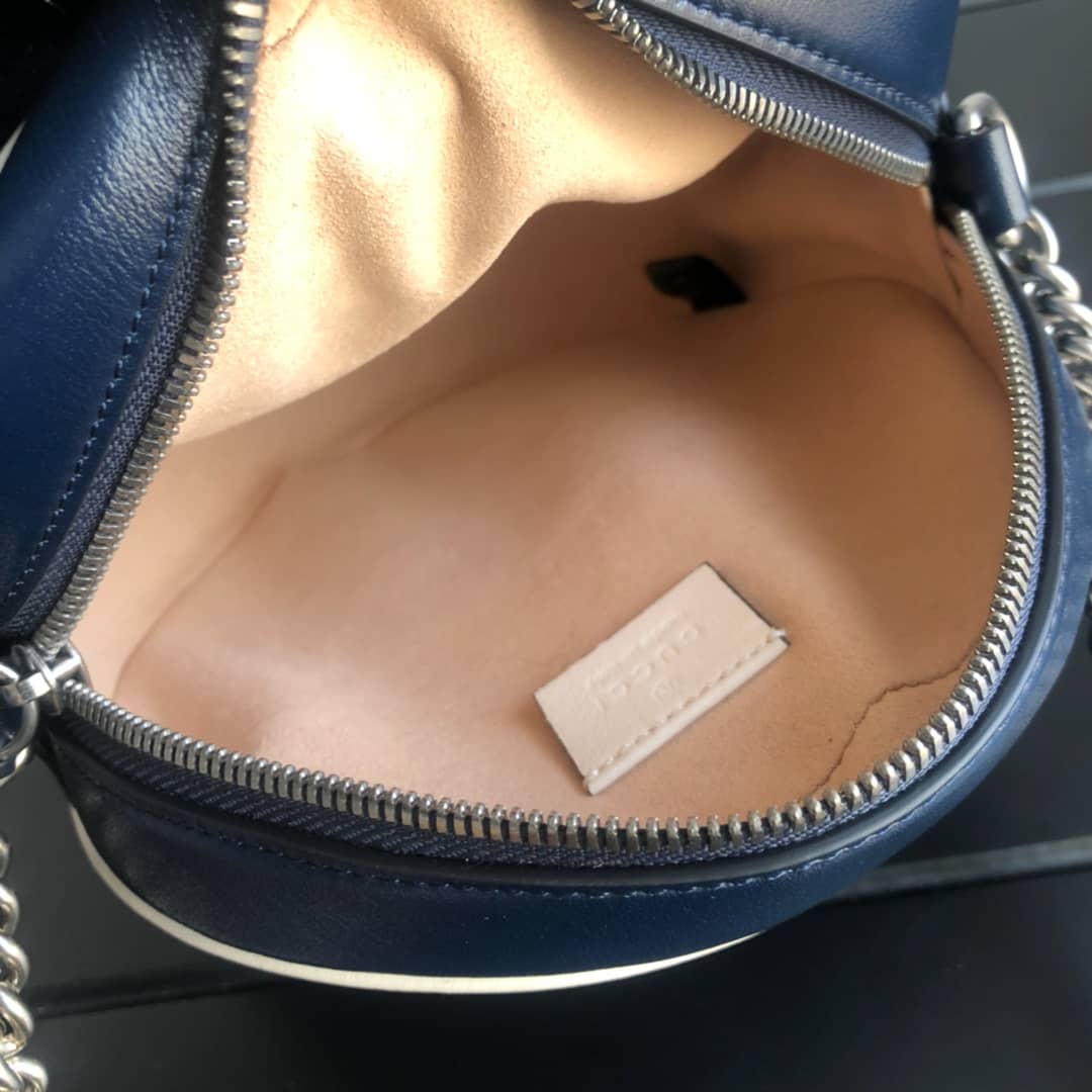 Gvc*1 GG Marmont Round Mini Shoulder Bag Replica Blue 550154
