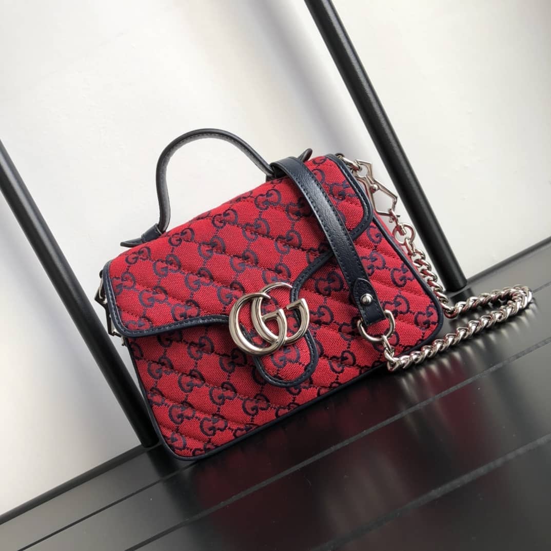 Gvc*1 GG Marmont Mini Top Handle Bag Replica Red 583571