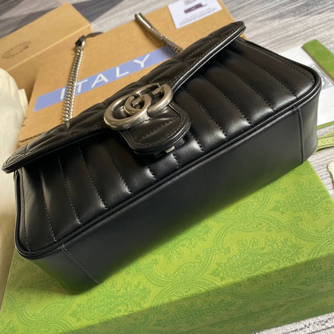 Gvc*1 GG Marmont Matelasse Shoulder Bag Replica Black 443497