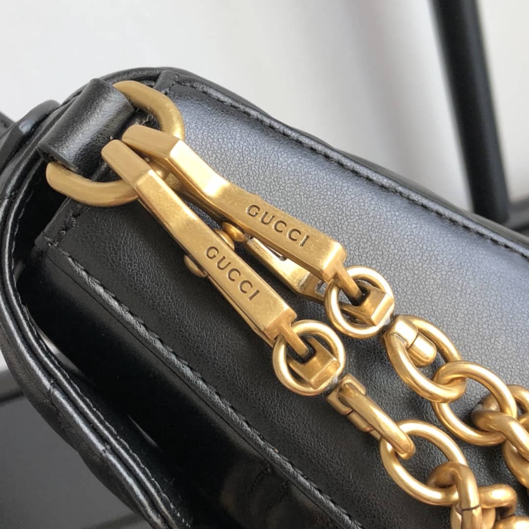 Gvc*1 GG Marmont Mini Leather Top Handle Bag Replica Black 547260