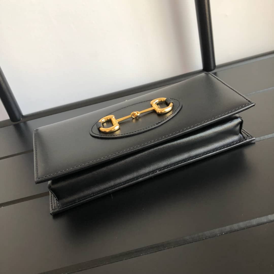 Gvc*1 GG Svp*me Horsebit 1955 Chain Wallet Replica Black 621892